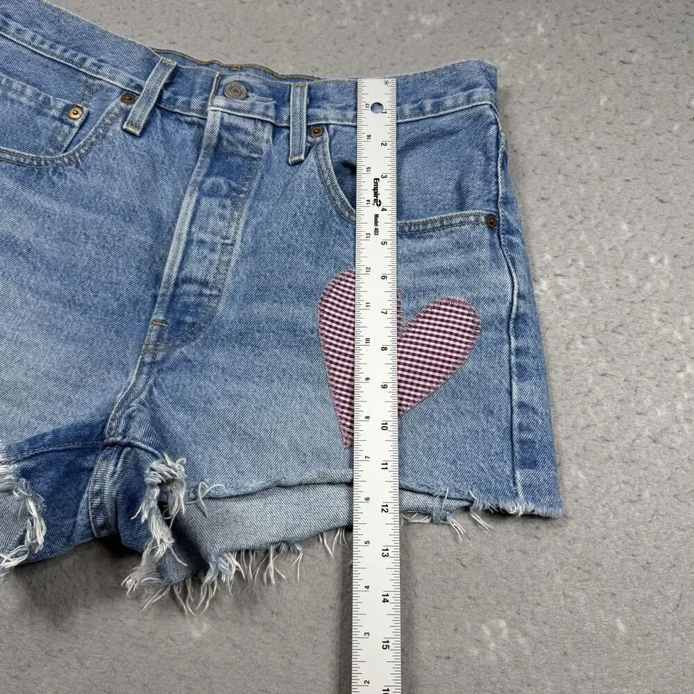 Levi's 150 Anniversary Jean Shorts Women’s 30 Blue 501 Original Fit Patched